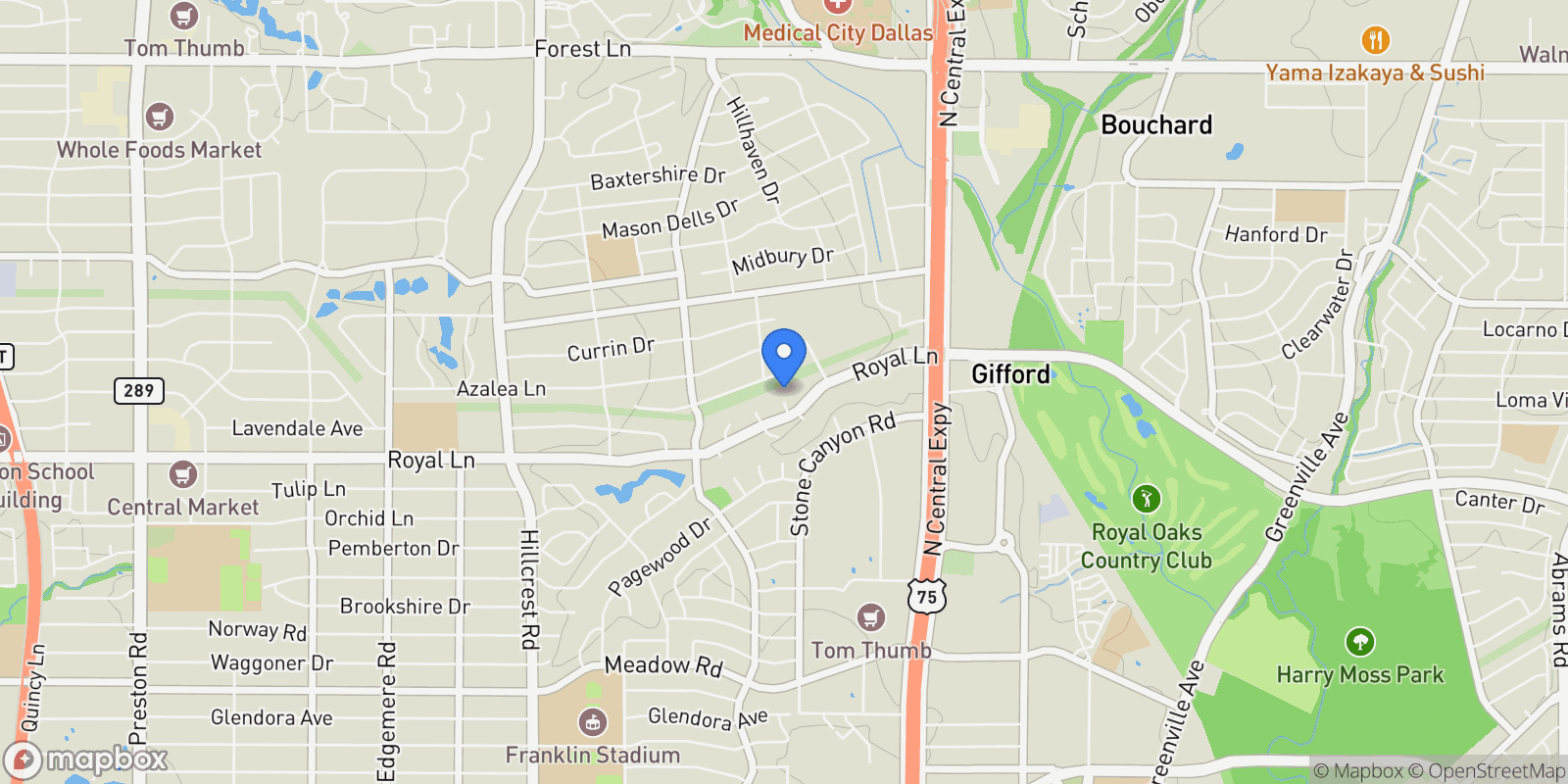 Map showing 7537 Royal Pl, TX, Dallas, Texas, United States.