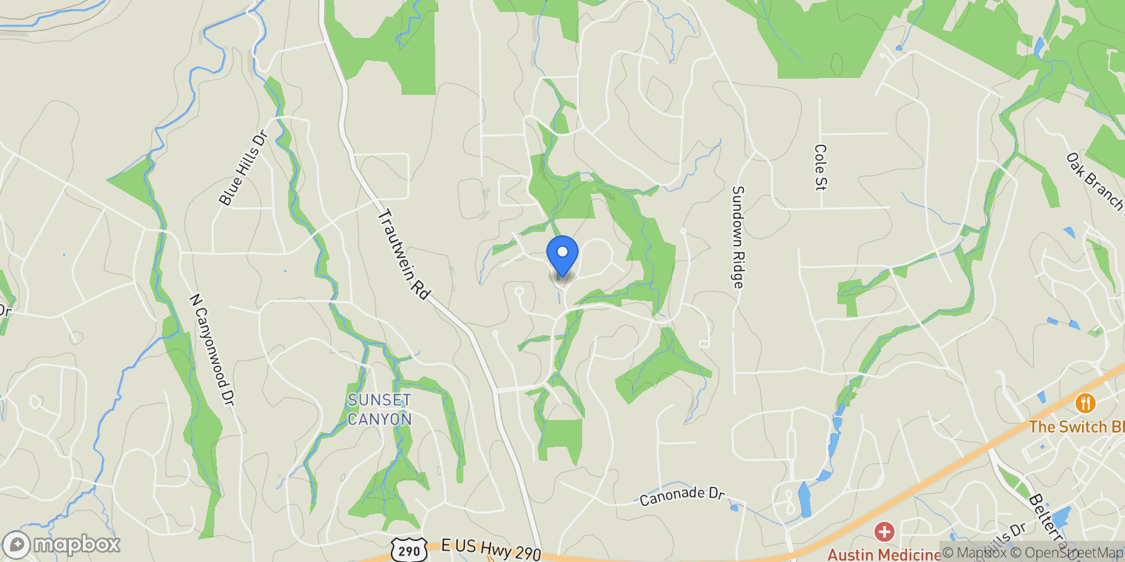 Map showing 110 Riva Ridge Pl, TX, Austin, Texas, United States.
