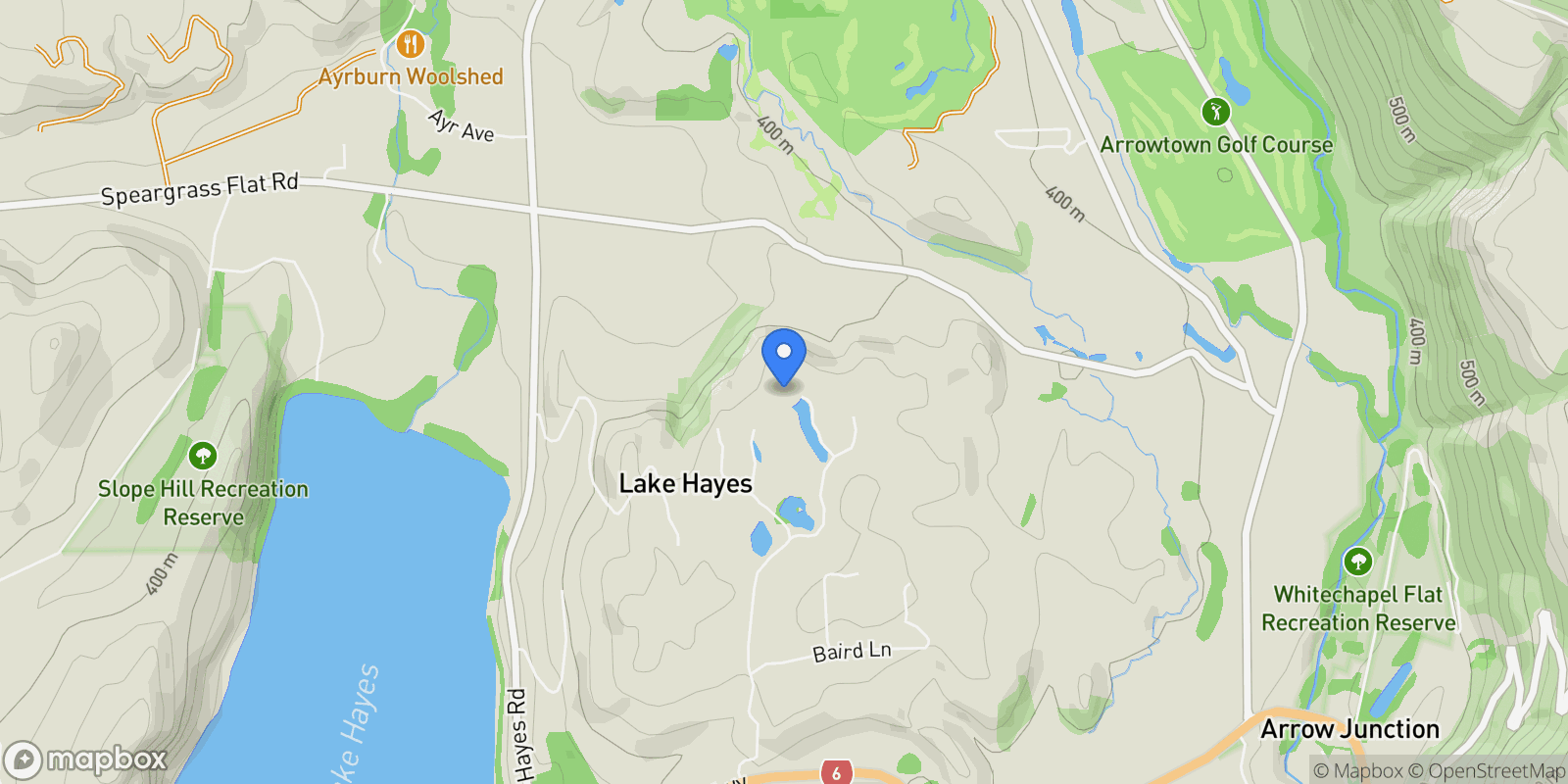 Map showing 6 Caldwell Lane, Lake Hayes Estate 9371, New Zealand, Lake Hayes Estate, Otago, New Zealand.