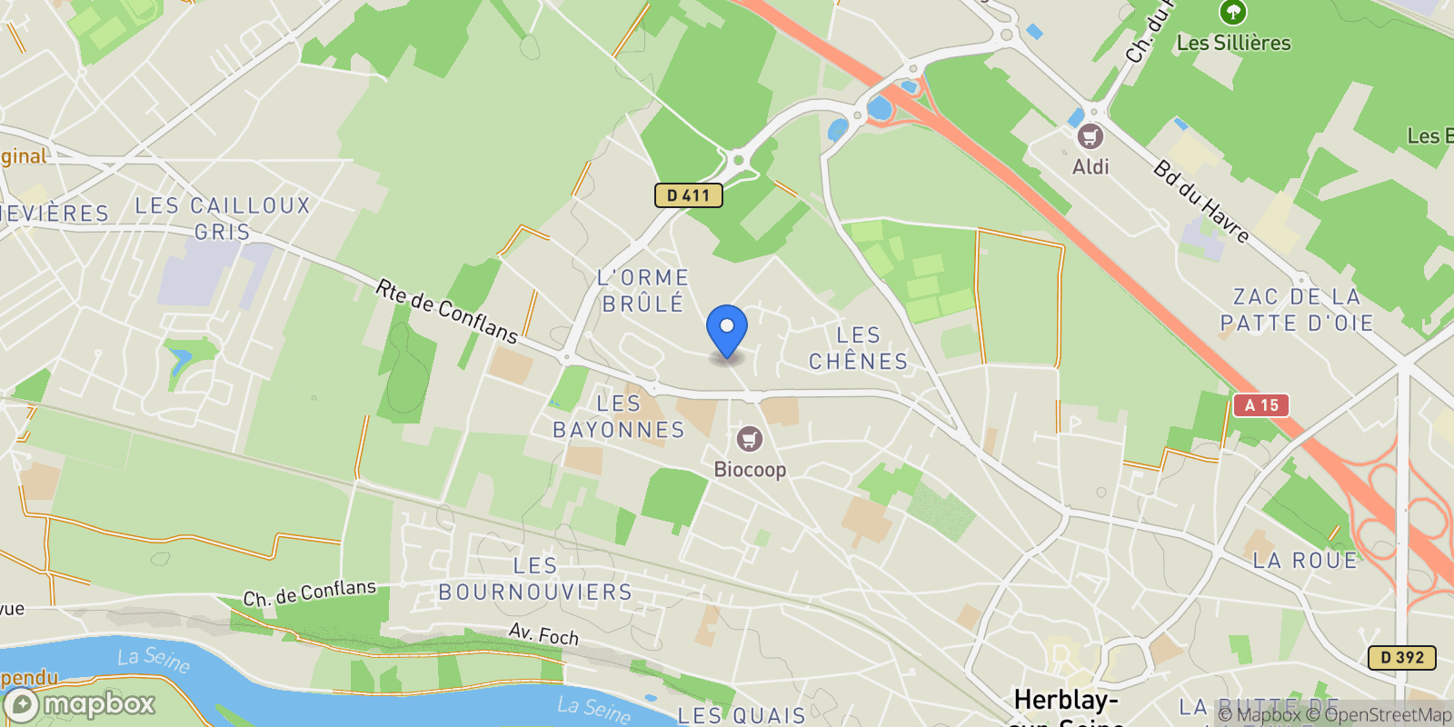 Map showing Herblay, Île-de-France, France.