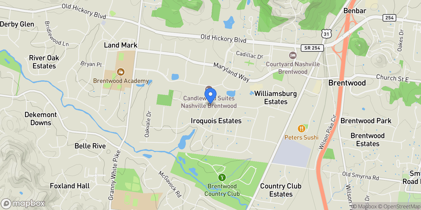 Map showing 5205 Williamsburg Rd, TN, Nashville, Tennessee, United States.