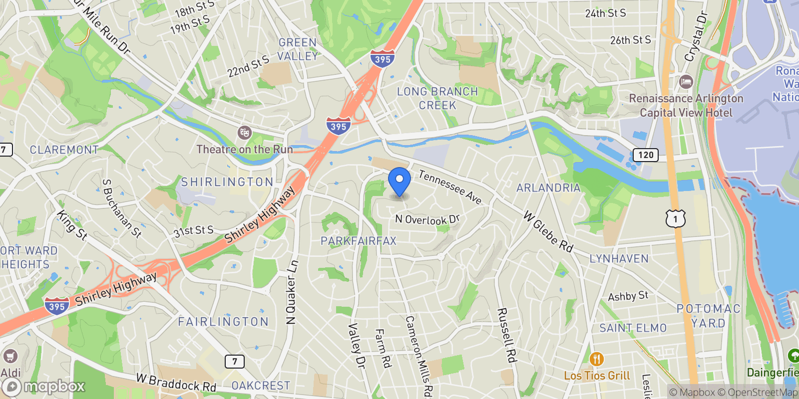 Map showing 3608 Orlando Pl, VA, Alexandria, Virginia, United States.