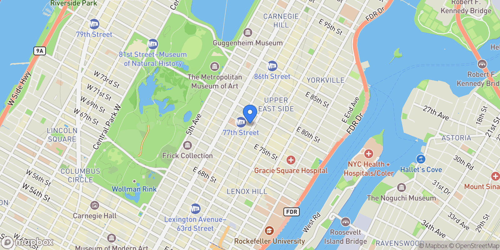 Map showing 177 E 77TH ST, New York, New York, United States.