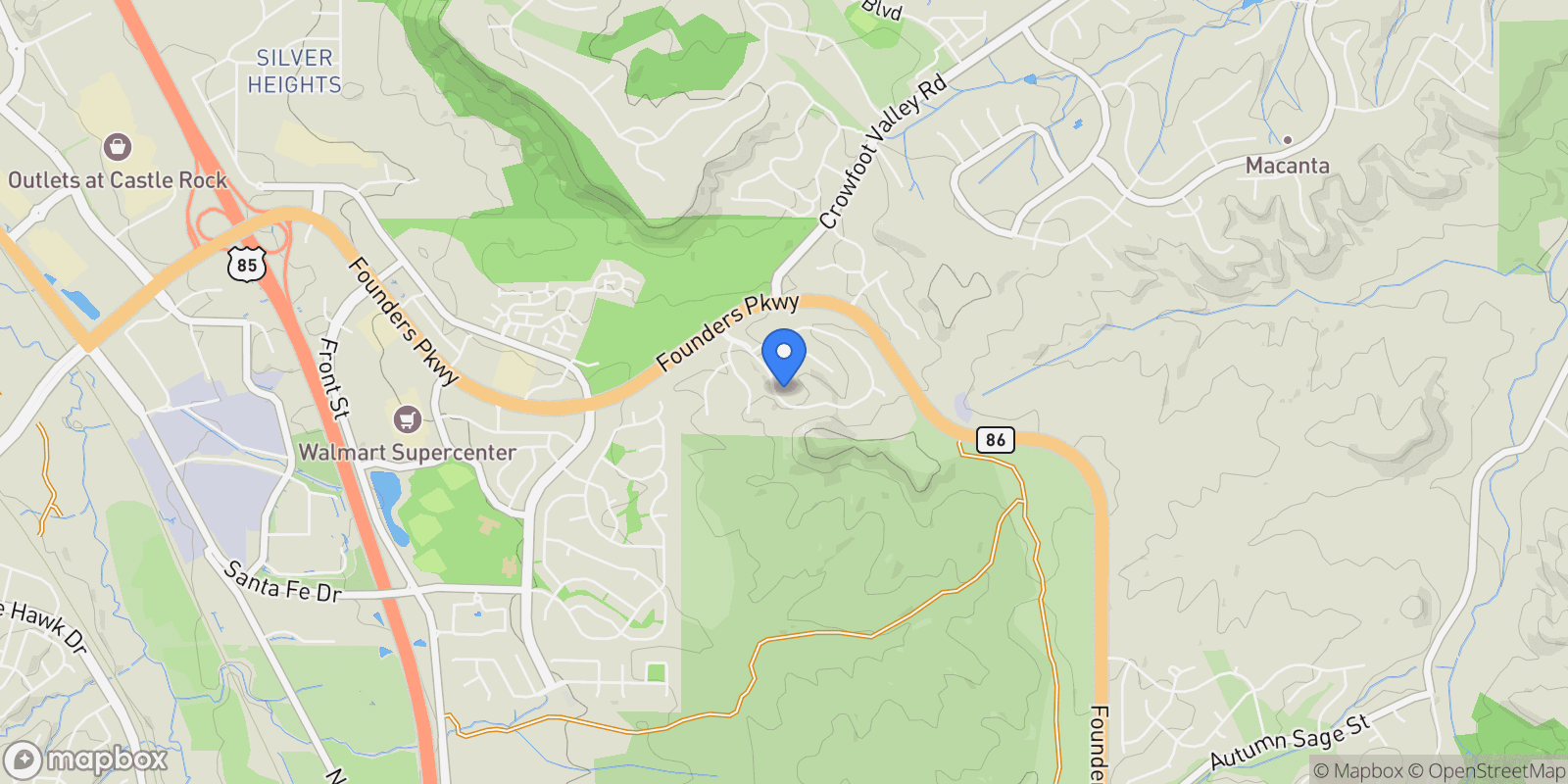 Map showing 2130 Avenida Del Sol , Castle Rock, CO 80104, Castle Rock, Colorado, United States.
