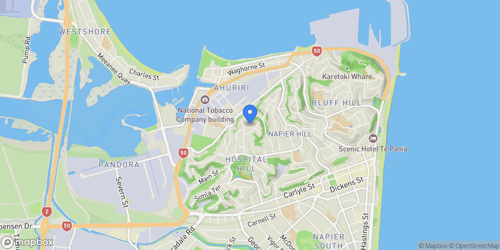 Map showing 12 George Street, Hospital Hill, Napier 4110, New Zealand, Napier, Hawke's Bay, New Zealand.