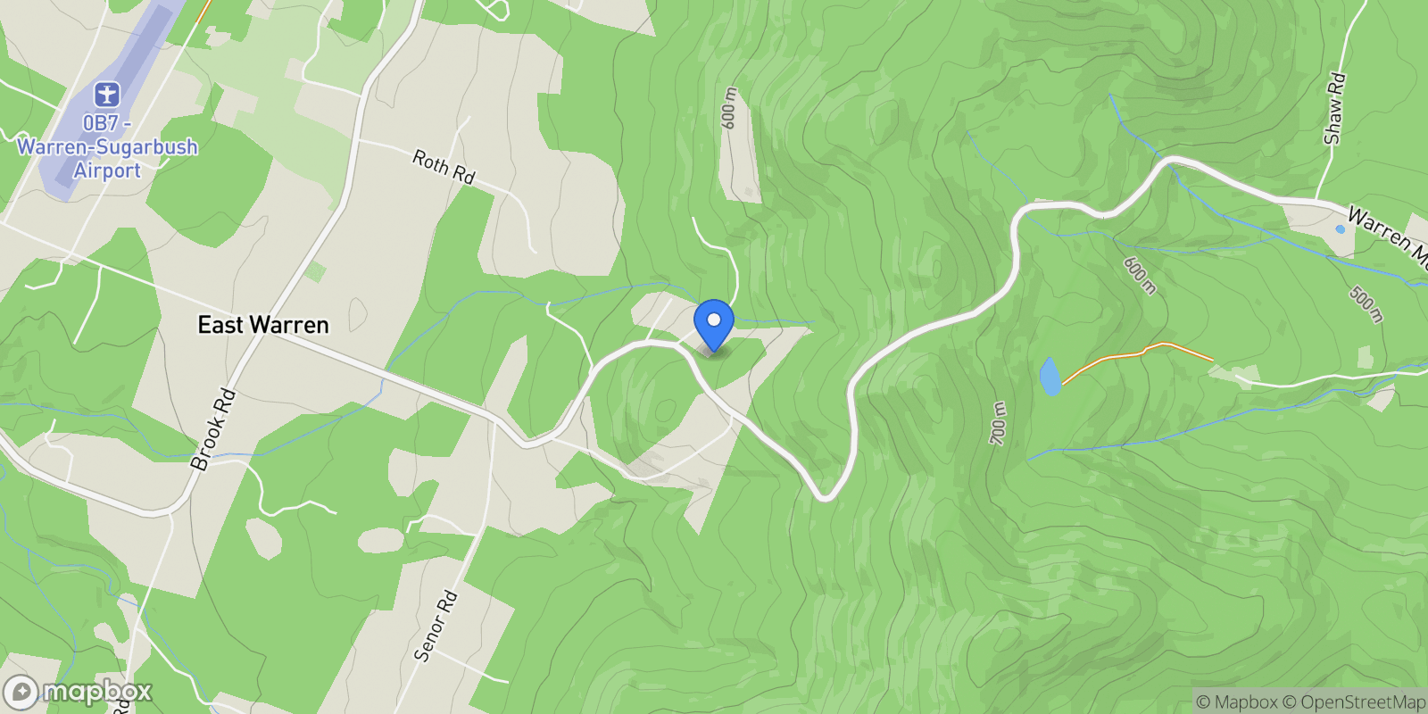Map showing 1227 Roxbury Mountain Road, Warren, VT 05674, Warren, Vermont, United States.