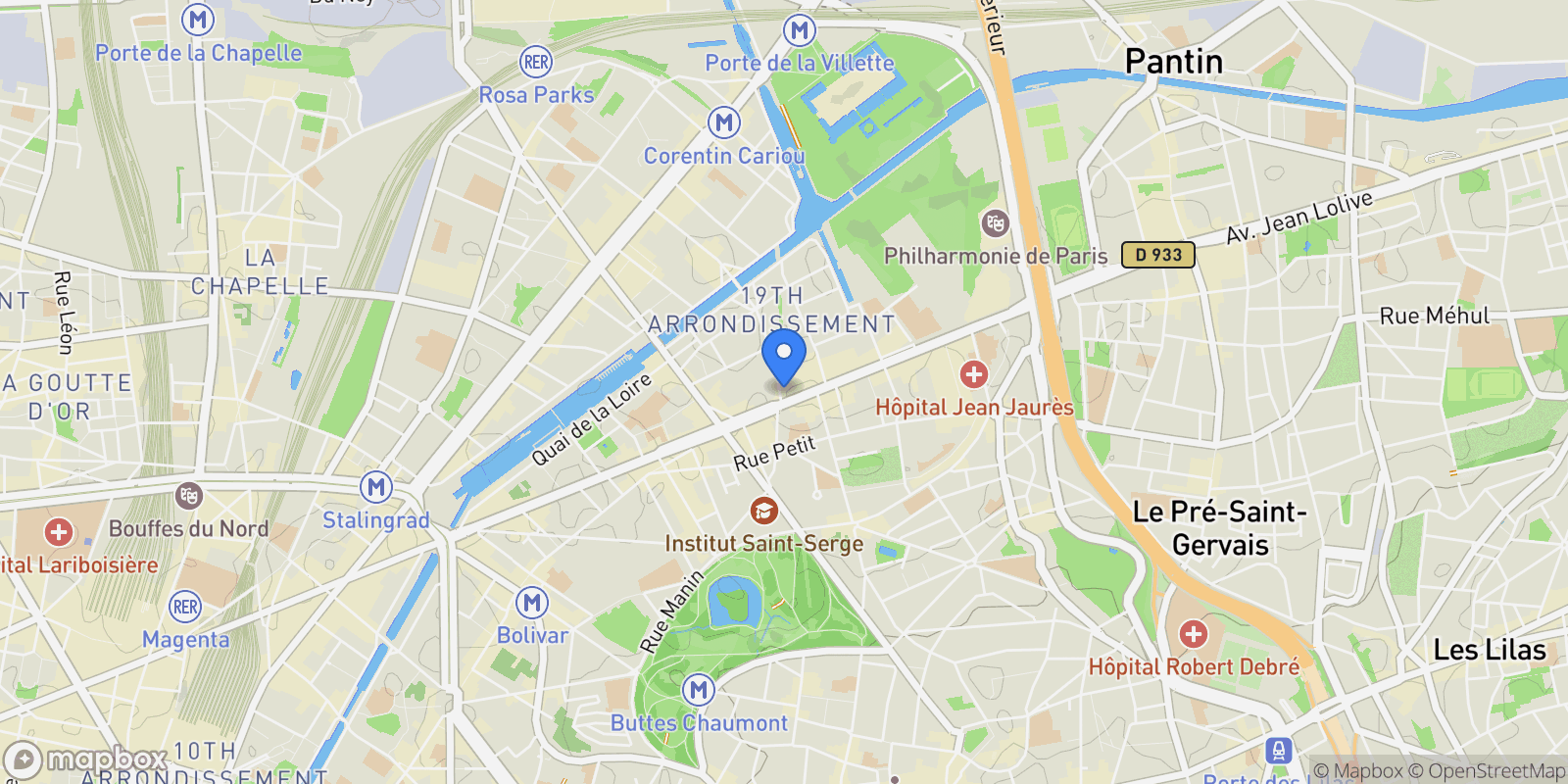 Map showing Paris, Île-de-France, France.