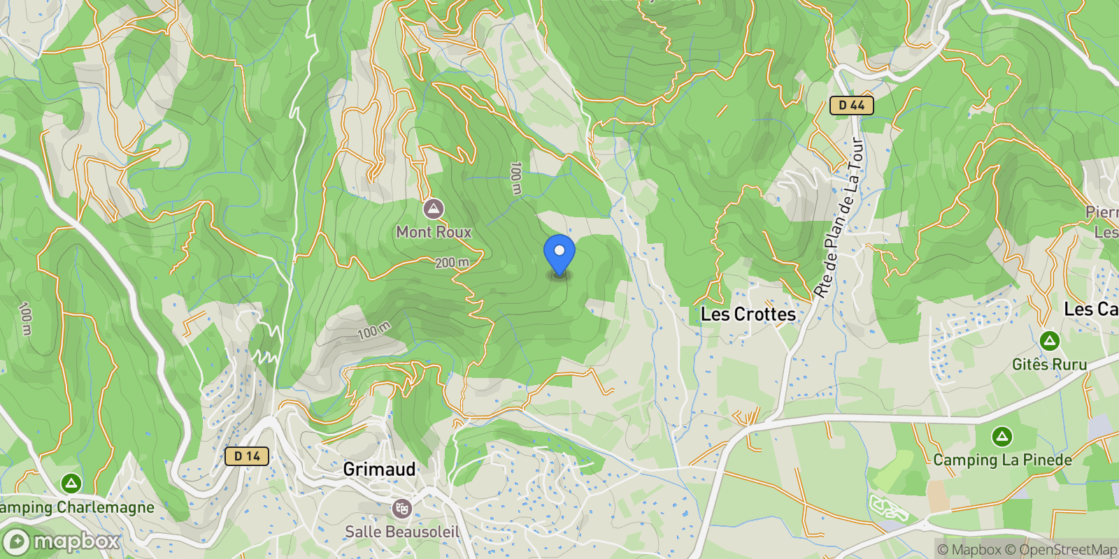 Map showing Grimaud, Provence-Alpes-Côte d'Azur, France.