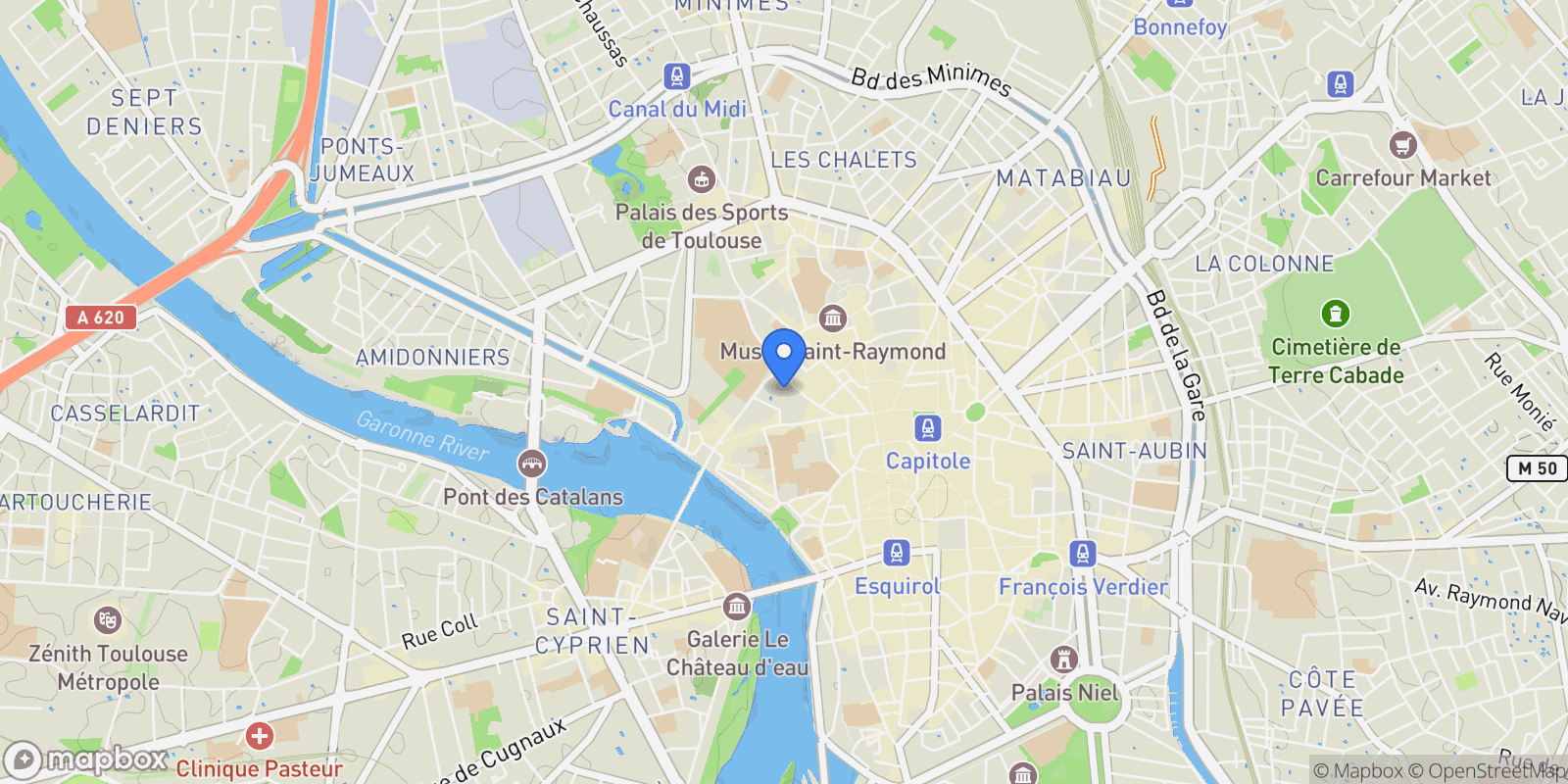 Map showing Toulouse, Occitanie, France.