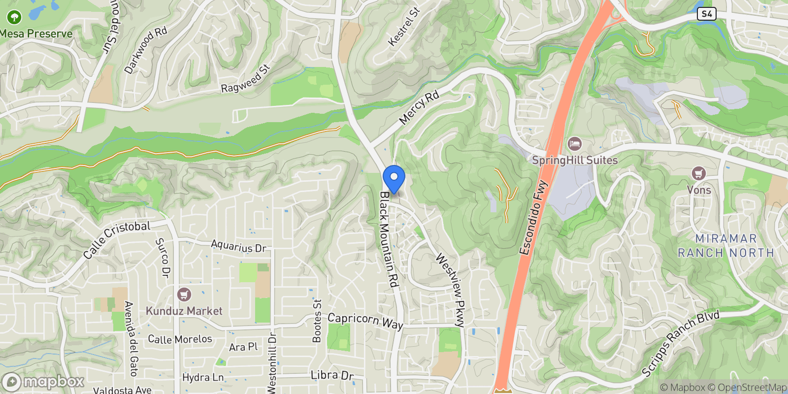 Map showing 11799 Westview Pkwy, CA, San Diego, California, United States.