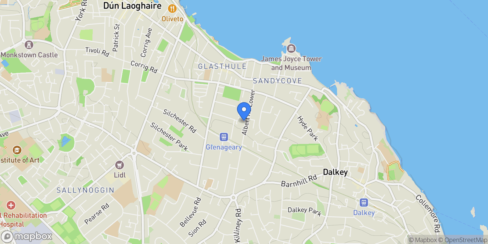 Map showing 25 Albert Rd Lower, Bullock, Dublin, A96 E5R9, Ireland, Dublin, County Dublin, Ireland.