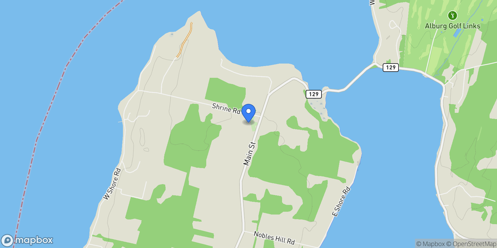 Map showing 85 Shrine Road, Isle La Motte, VT 05463, Isle La Motte, Vermont, United States.