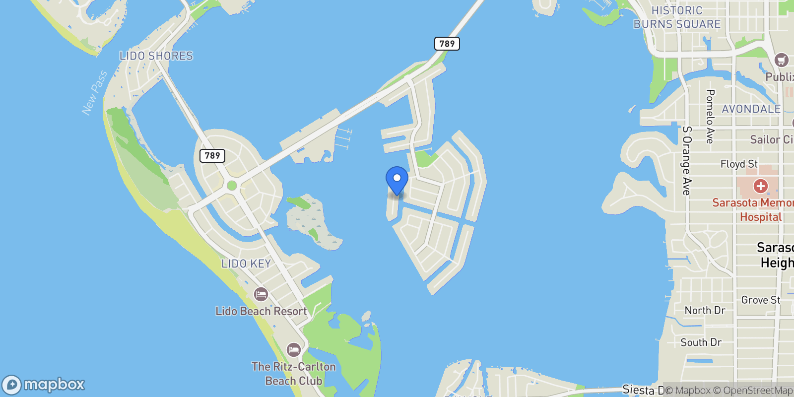 Map showing 355 W ROYAL FLAMINGO DRIVE, SARASOTA, FL 34236, Sarasota, Florida, United States.