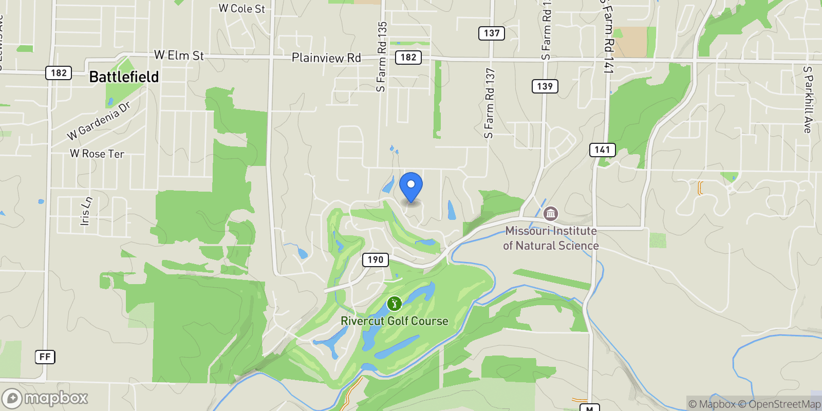 Map showing 3094 W Cedarbluff Drive, Springfield, MO 65810, Springfield, Missouri, United States.