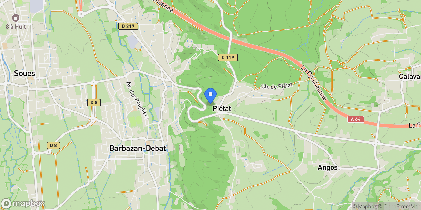 Map showing Barbazan-Debat, Occitanie, France.
