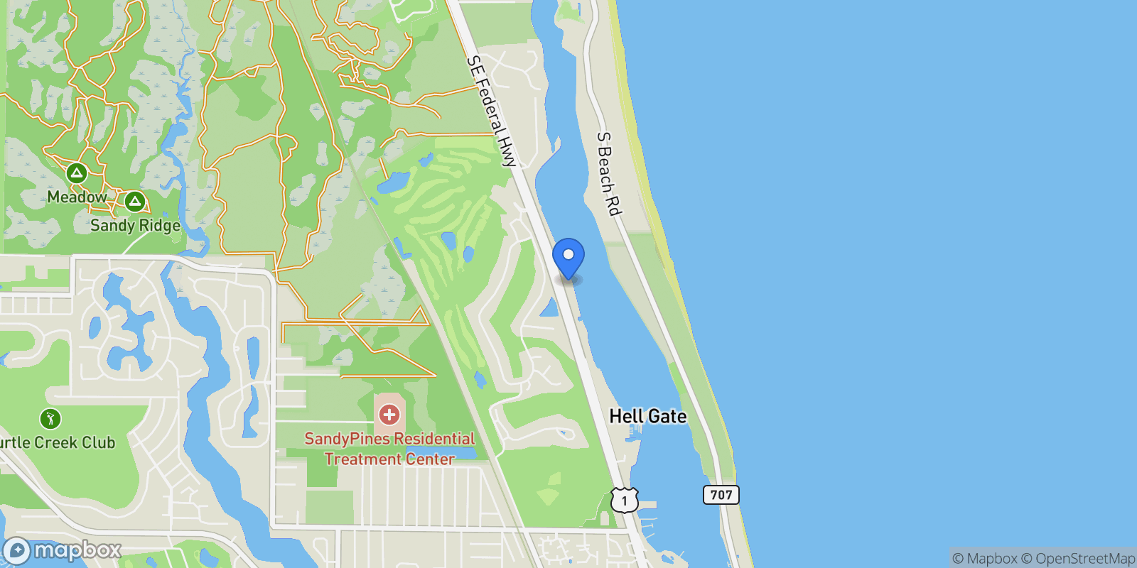 Map showing 18119 SE Federal Hwy, Tequesta, Florida, United States.