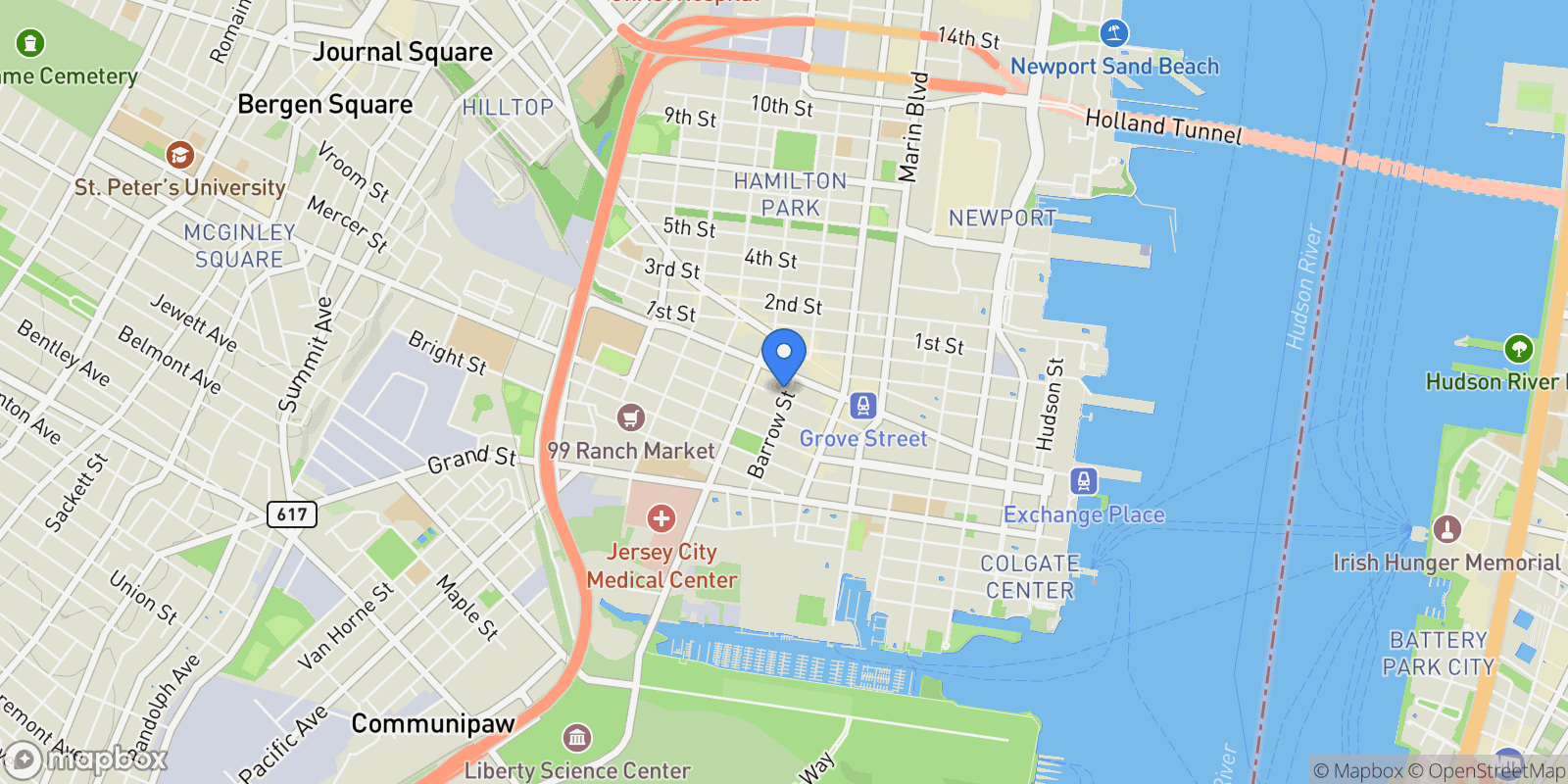 Map showing 78 Wayne St # 303, NJ, Jersey City, New Jersey, United States.