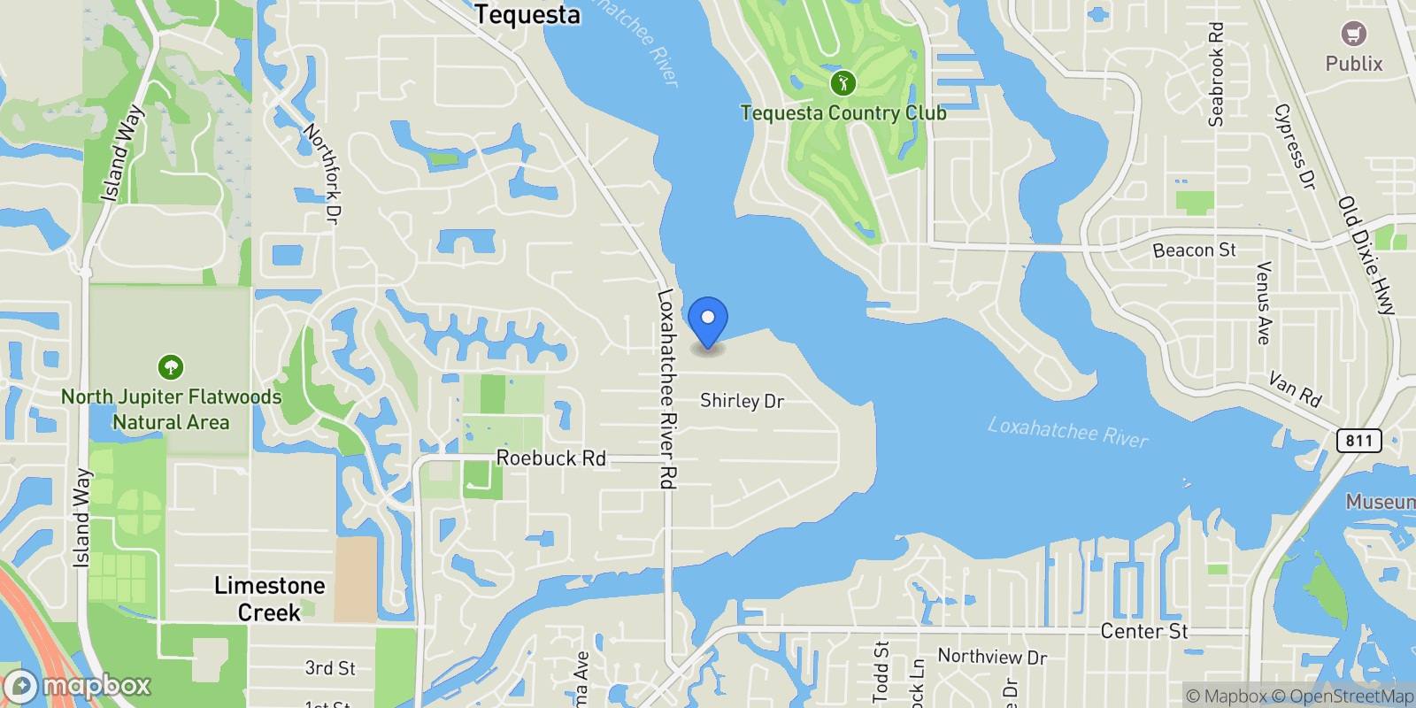 Map showing 5900 Pennock Point Rd, Jupiter, Florida, United States.