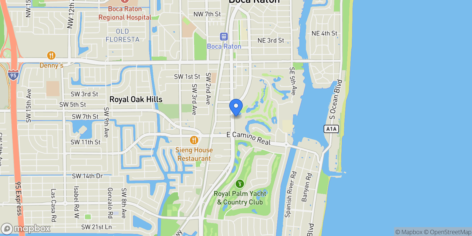 Map showing 105 E Camino Real 912, Boca Raton, Florida, United States.