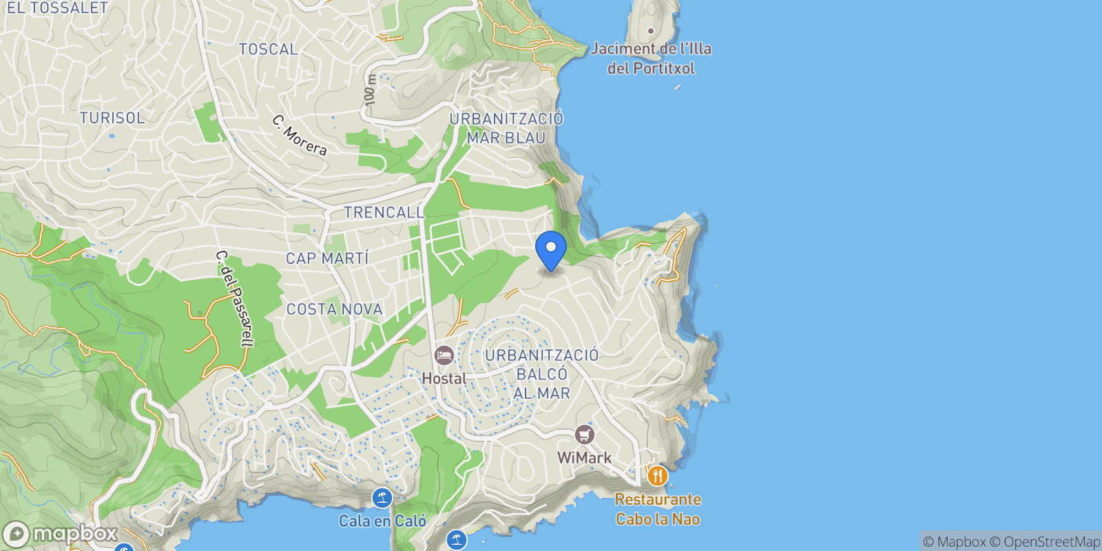 Map showing Media Luna, Jávea - Xàbia, ALICANTE, Xabia / Javea, Valencian Community, Spain.