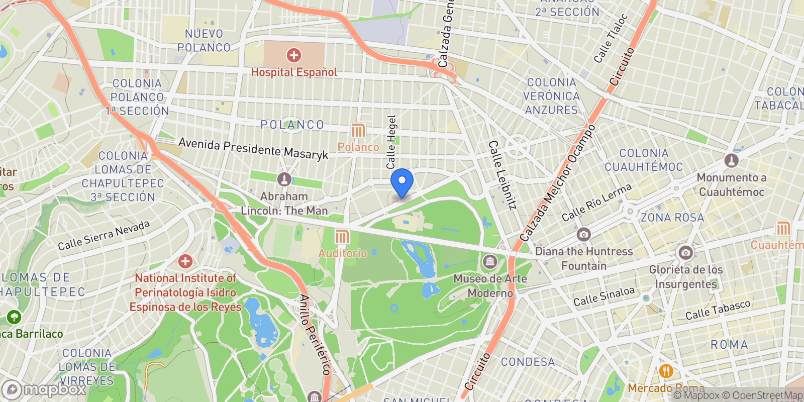 Map showing Rubén Darío, Polanco V Secc, Ciudad de México, CDMX, Mexico, Mexico City, Mexico.