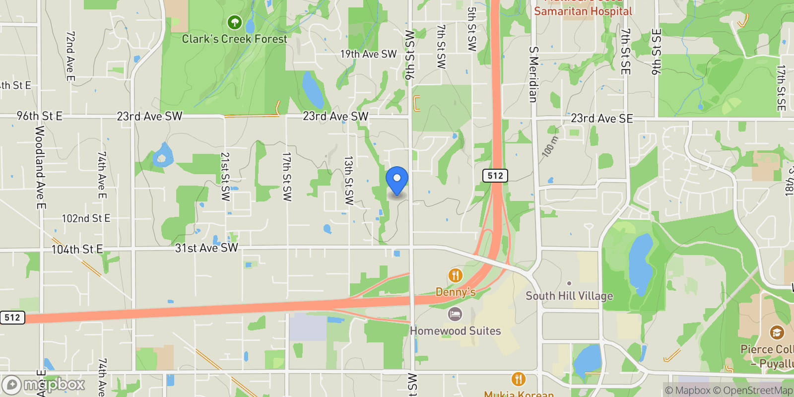 Map showing 2726 9th St SW, WA, Puyallup, Washington, United States.