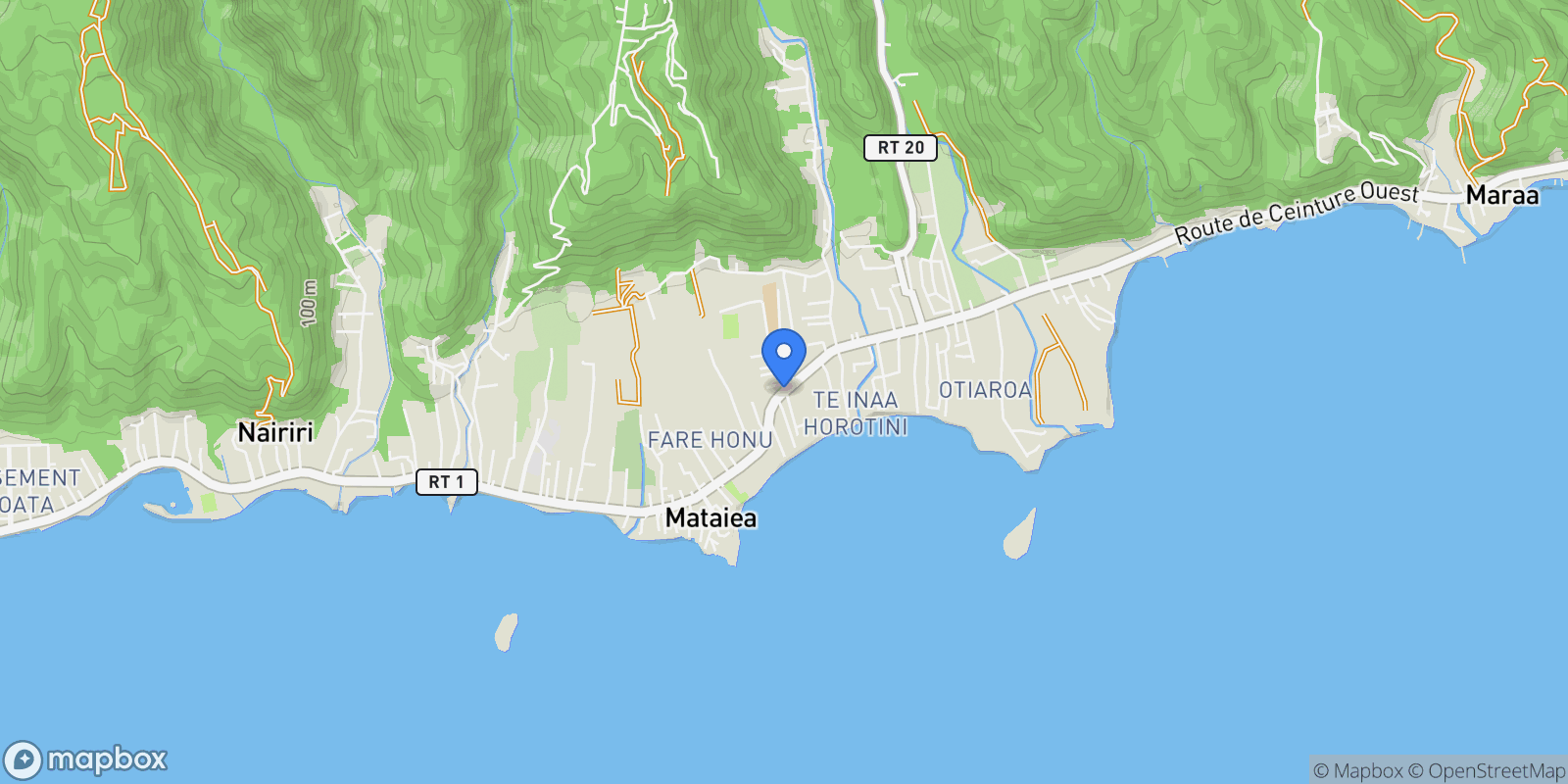 Map showing Mataiea, Mataiea, Teva I Uta, Windward Islands, French Polynesia.