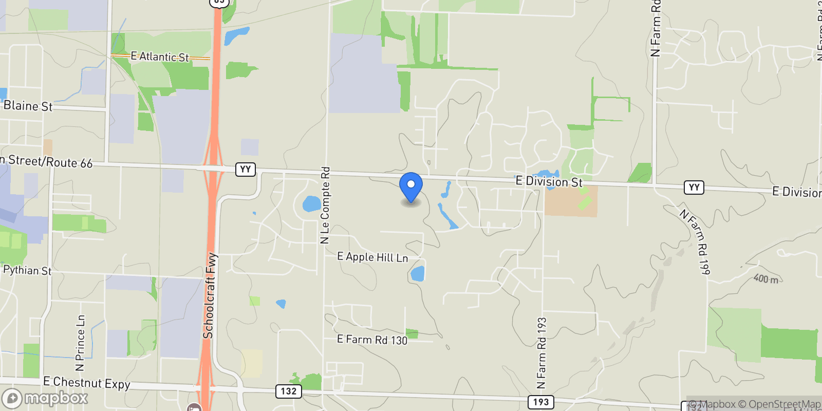 Map showing 4156 E Division Street, Springfield, MO 65802, Springfield, Missouri, United States.