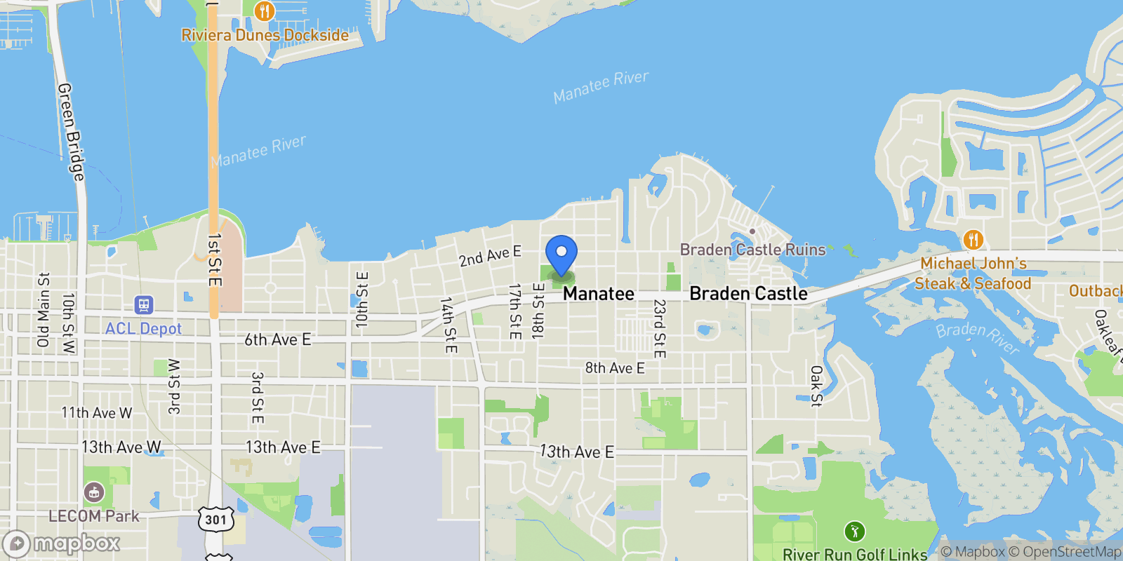 Map showing 315 18TH STREET E, BRADENTON, FL 34208, Bradenton, Florida, United States.
