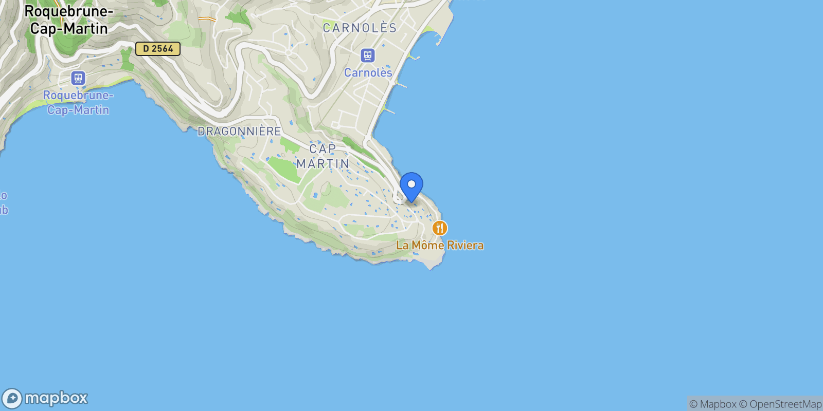 Map showing Roquebrune-Cap-Martin, Provence-Alpes-Côte d'Azur, France.