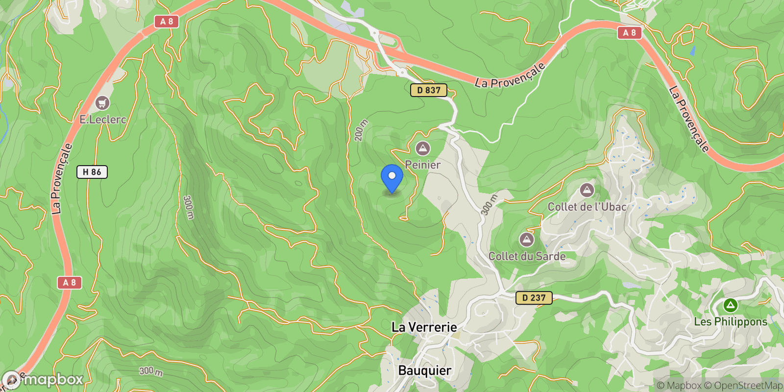 Map showing Les Adrets-de-l'Estérel, Provence-Alpes-Côte d'Azur, France.