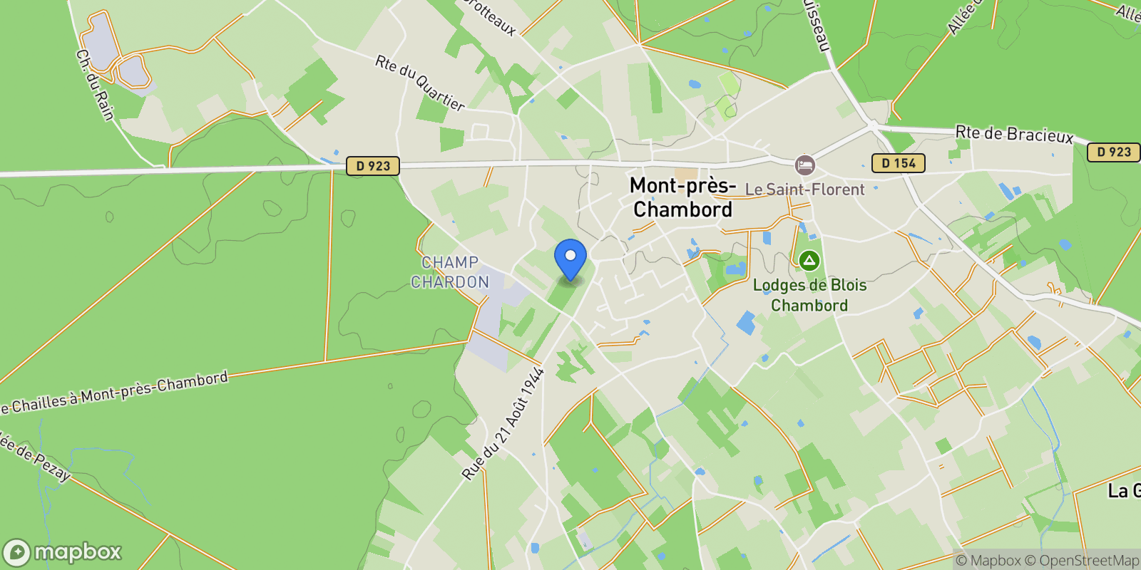 Map showing Mont-près-Chambord, Centre-Val de Loire, France.