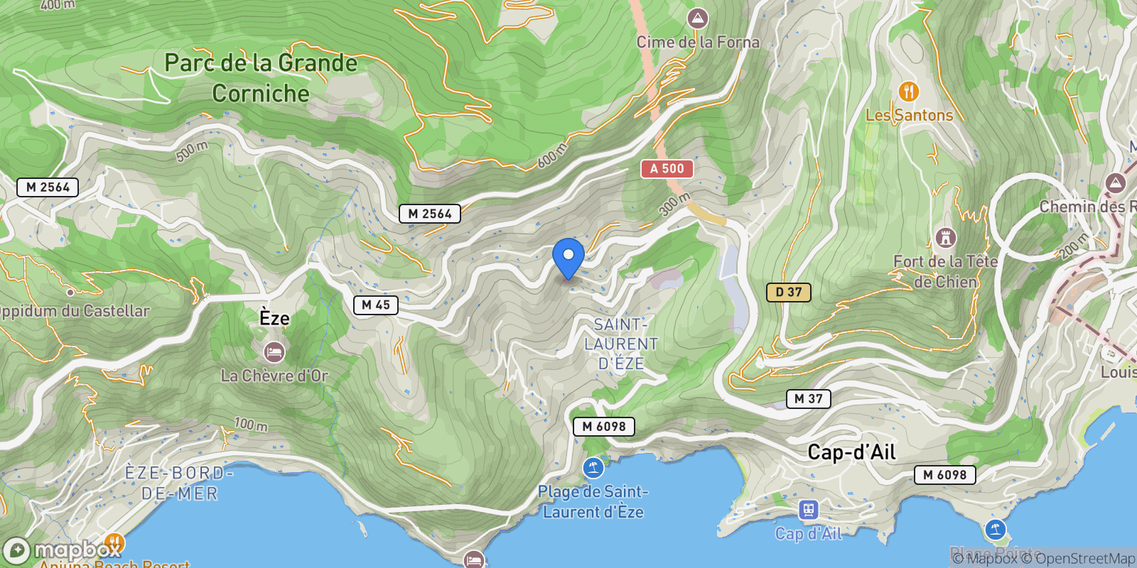 Map showing Èze, Provence-Alpes-Côte d'Azur, France.