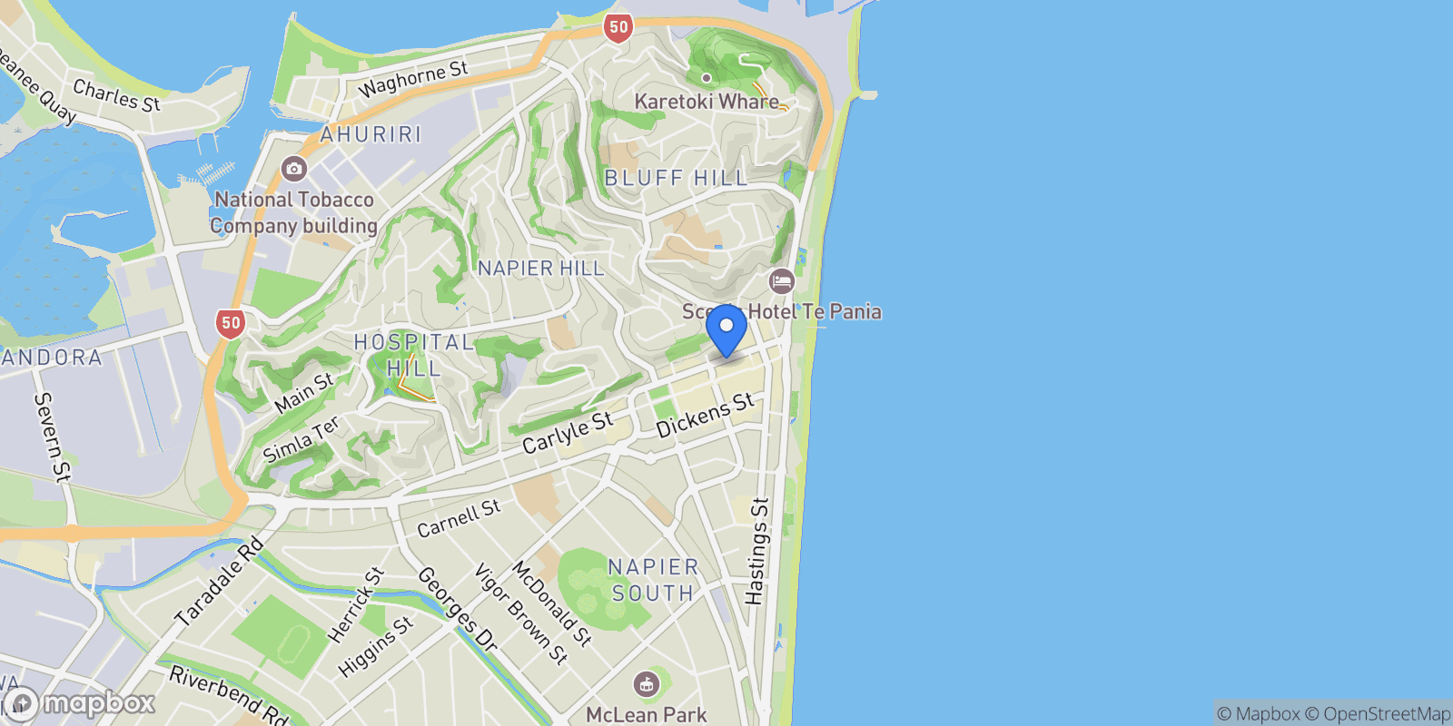Map showing 401/70 Tennyson Street, Napier South, Napier 4110, New Zealand, Napier, Hawke's Bay, New Zealand.