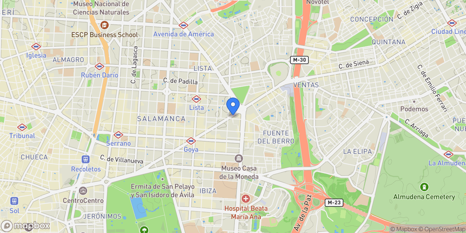 Map showing C. Alcalá, 142, Salamanca, 28009 Madrid, Spain, Barrio Salamanca, Madrid, Spain.