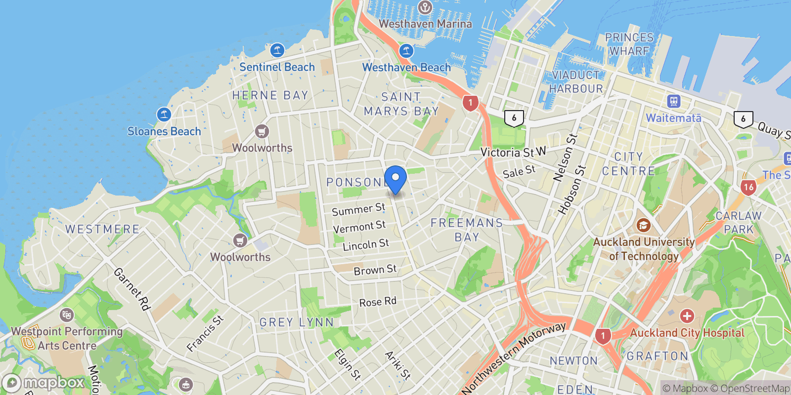 Map showing 2/223 Ponsonby Road, Ponsonby, Auckland 1011, New Zealand, Auckland, Auckland, New Zealand.