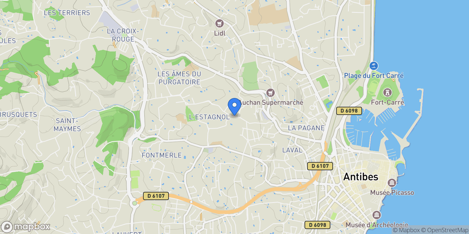 Map showing Antibes, Provence-Alpes-Côte d'Azur, France.