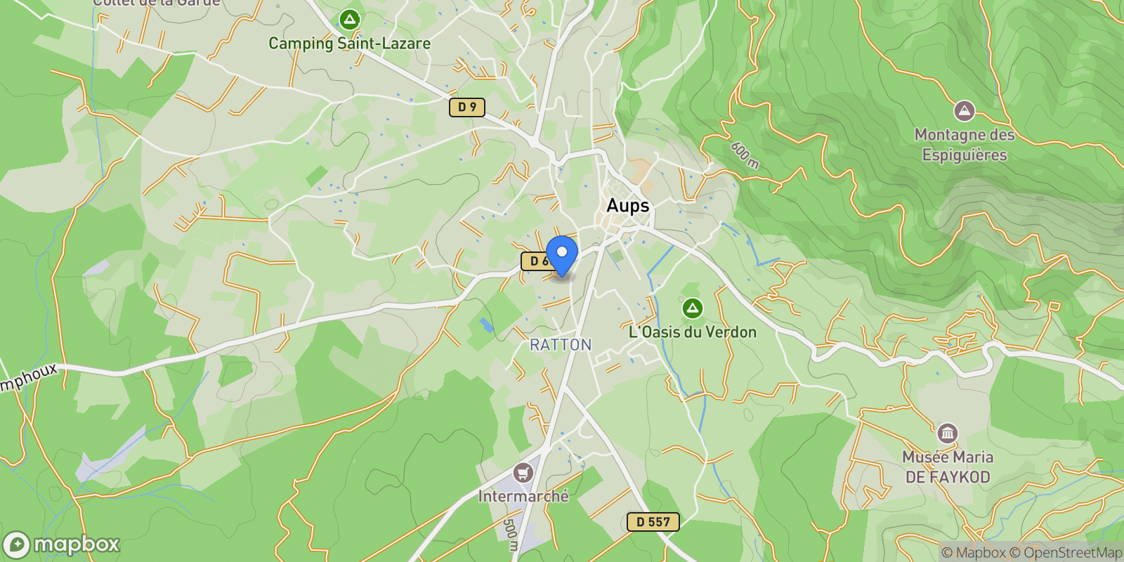 Map showing Aups, Provence-Alpes-Côte d'Azur, France.