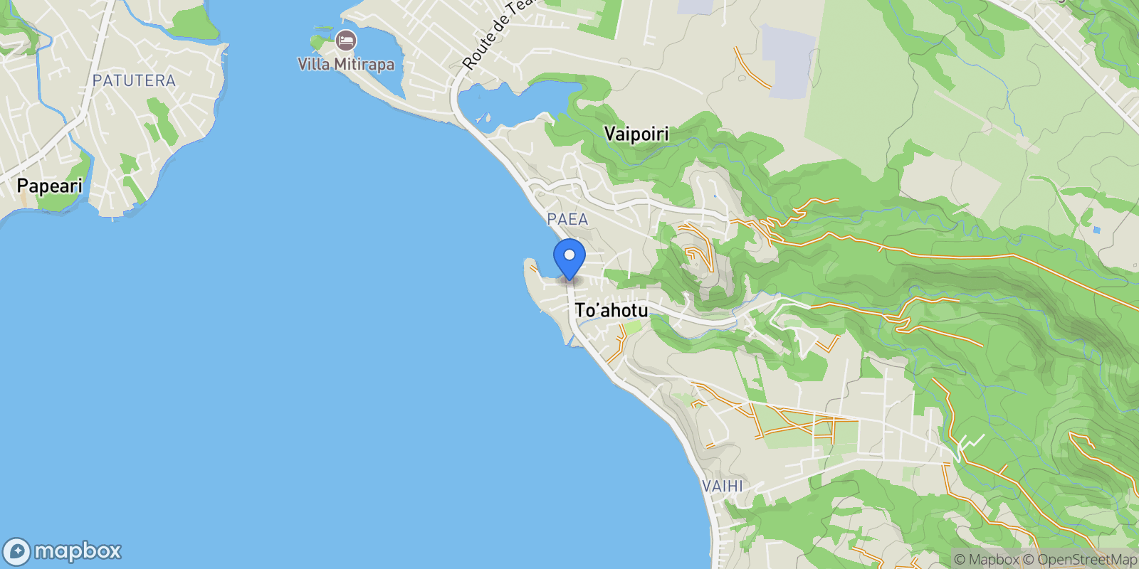 Map showing Toahotu, Toahotu, Taiarapu-Ouest, Windward Islands, French Polynesia.