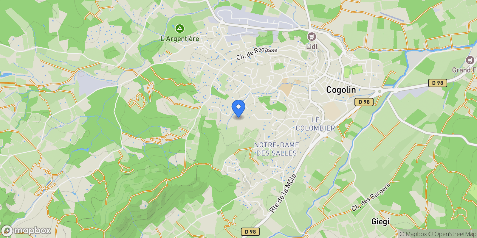Map showing Cogolin, Provence-Alpes-Côte d'Azur, France.