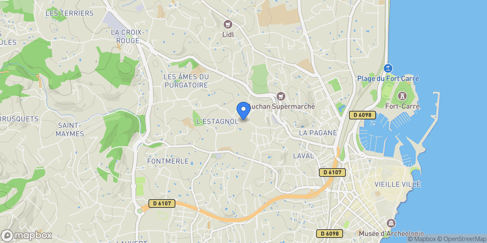 Map showing Antibes, Provence-Alpes-Côte d'Azur, France.