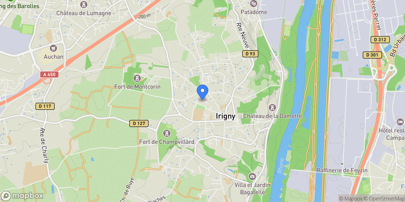 Map showing Irigny, Auvergne-Rhône-Alpes, France.