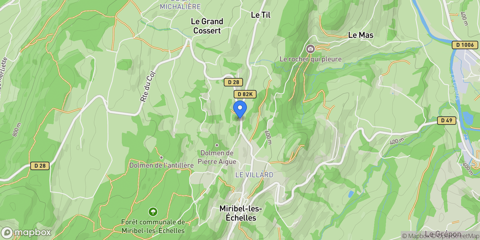 Map showing Miribel-les-Échelles, Auvergne-Rhône-Alpes, France.