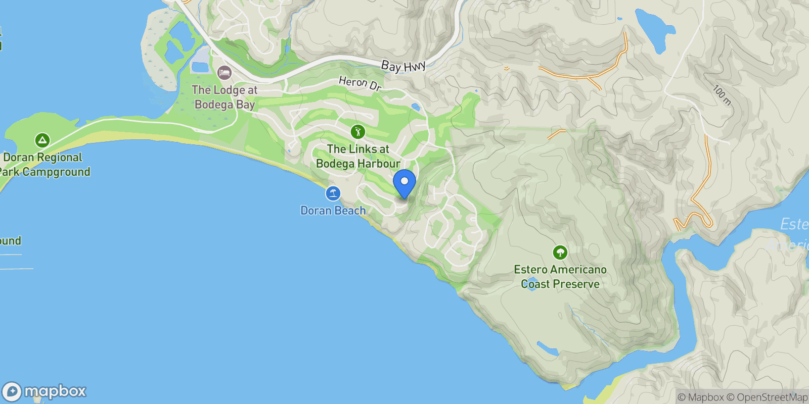 Map showing 590 Swan Dr, Bodega Bay, CA 94923, Bodega Bay, California, United States.