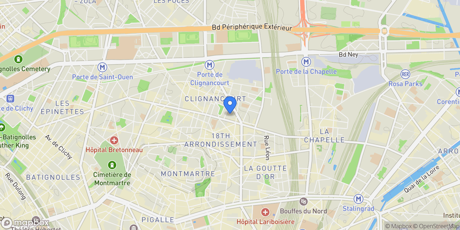 Map showing Paris, Île-de-France, France.