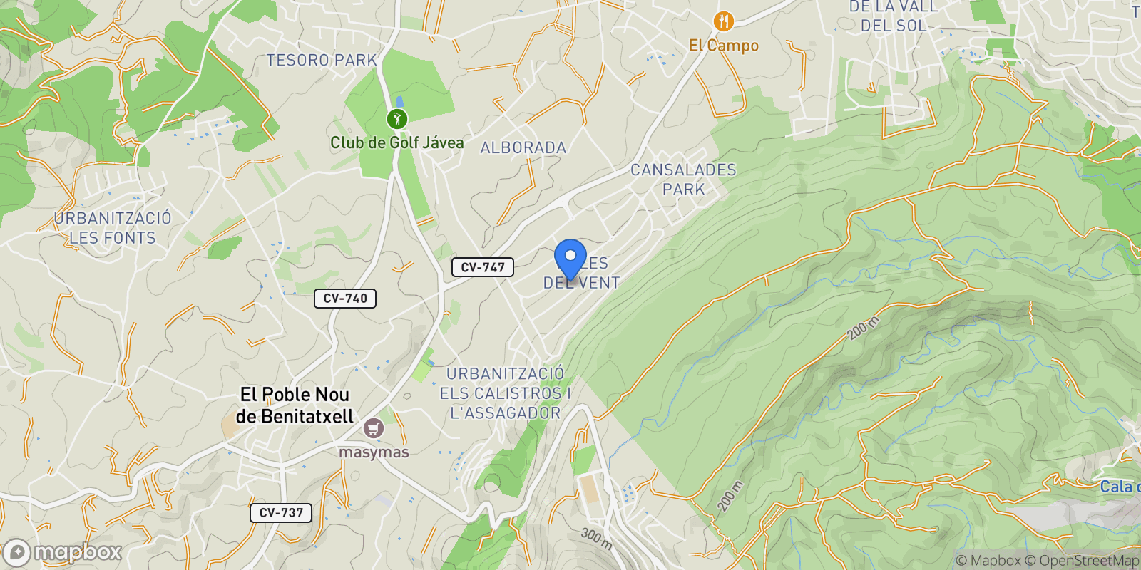 Map showing Monte Olimpo, Jávea - Xàbia, ALICANTE, Jávea - Xàbia, Xabia / Javea, Valencian Community, Spain.