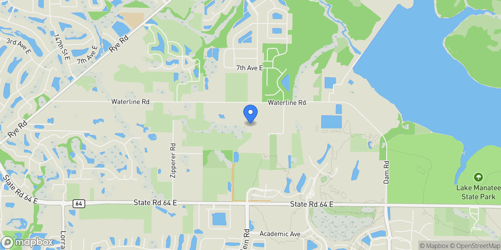 Map showing 16918 WATERLINE ROAD, BRADENTON, FL 34212, Bradenton, Florida, United States.