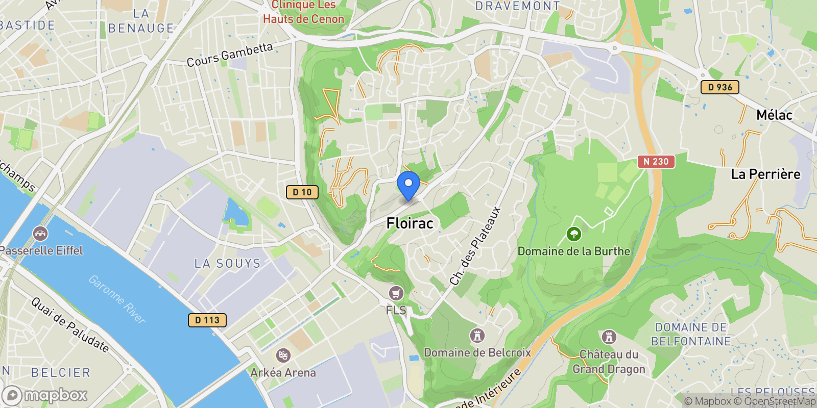 Map showing Floirac, Nouvelle-Aquitaine, France.