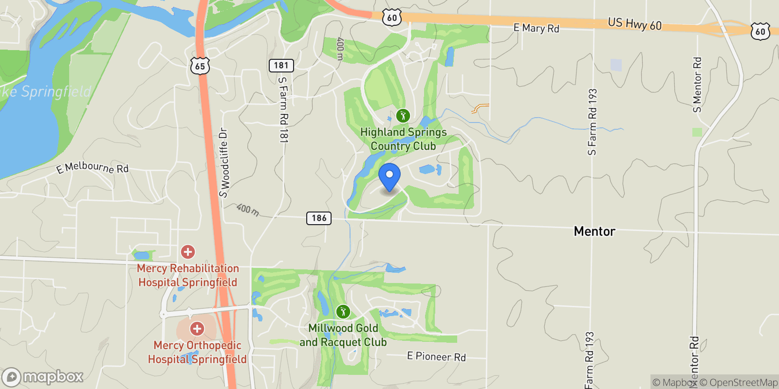 Map showing 5894 S Castlebay Drive, Springfield, MO 65809, Springfield, Missouri, United States.