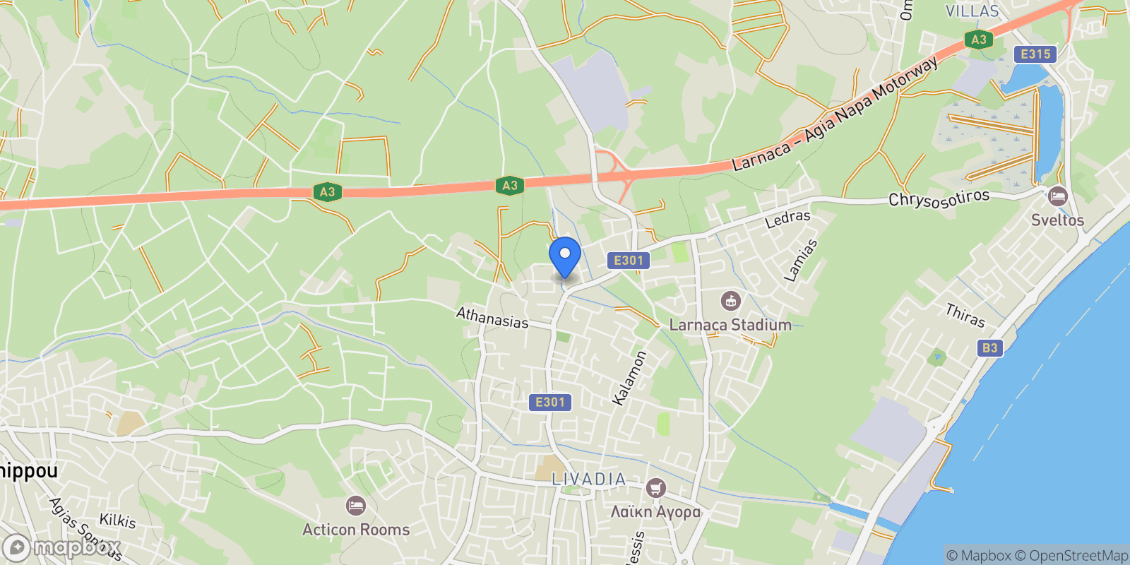 Map showing Livadia, Larnaca, Cyprus.